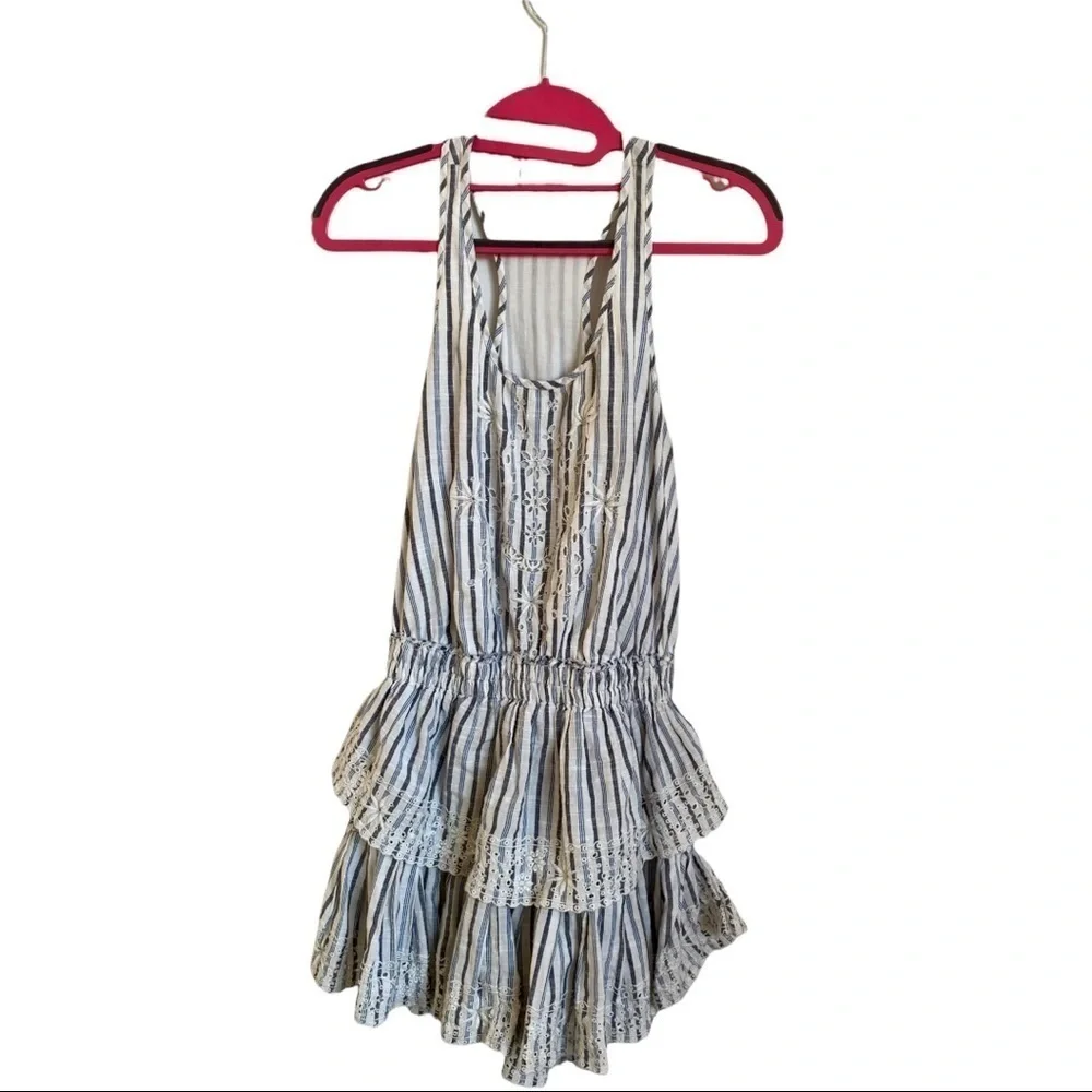 LoveShackFancy Racer Raffled-hem cottoned mini dress